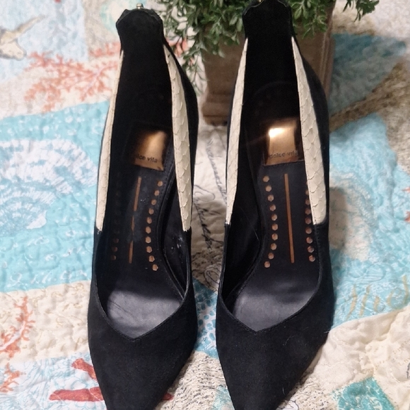 Dolce Vita Black and Cream Heels - Picture 4 of 8